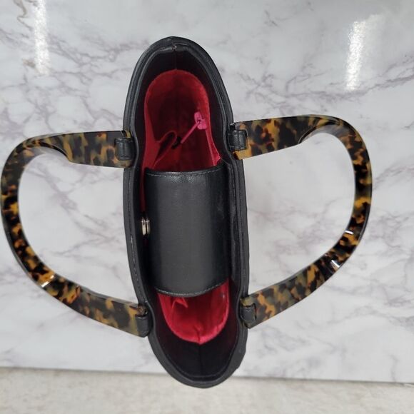 Elaine Turner Designs Black Straw Raffia Trapezoid Bucket Bag Y2K - Picture 12 of 14